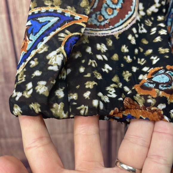 DR2 boho paisley lined boho 3/4 sleeves tassels dress women’s size S? - Picture 10 of 15